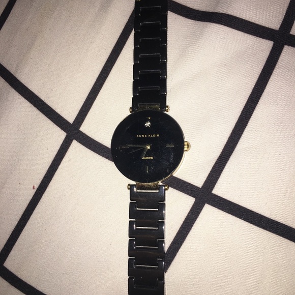 Anne Klein black and gold diamond watch - Picture 4 of 5